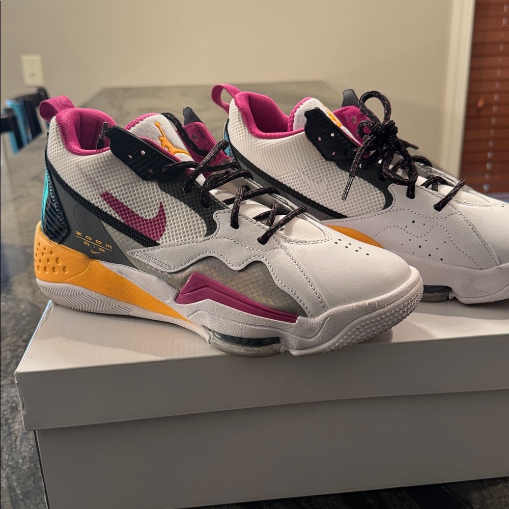 Nike White and Pink Sneakers with Yellow Accents